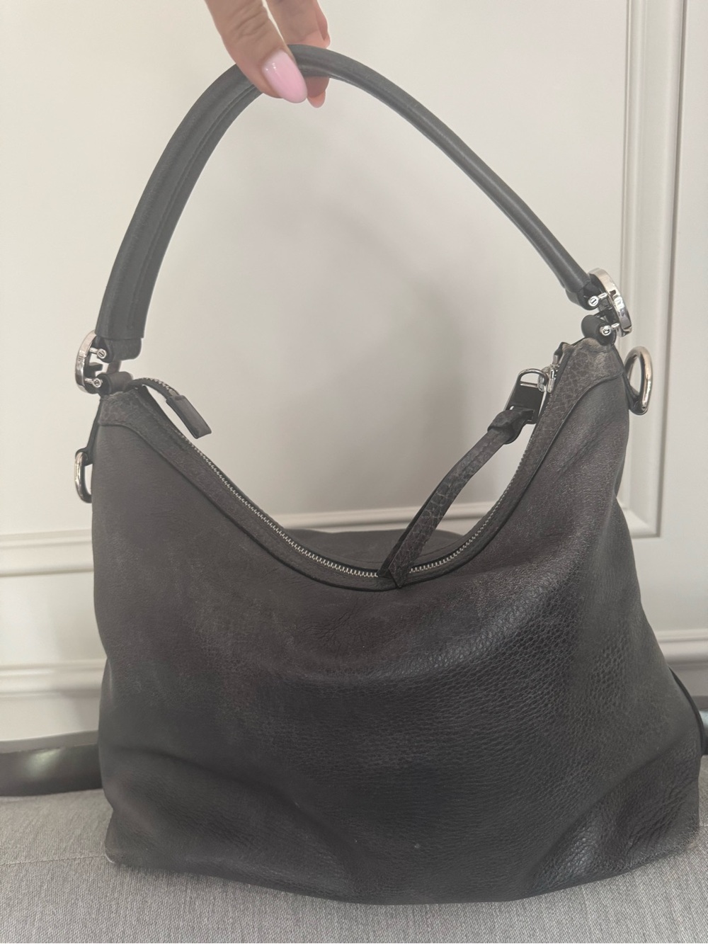 Gucci Black Leather Shoulder Hobo Bag